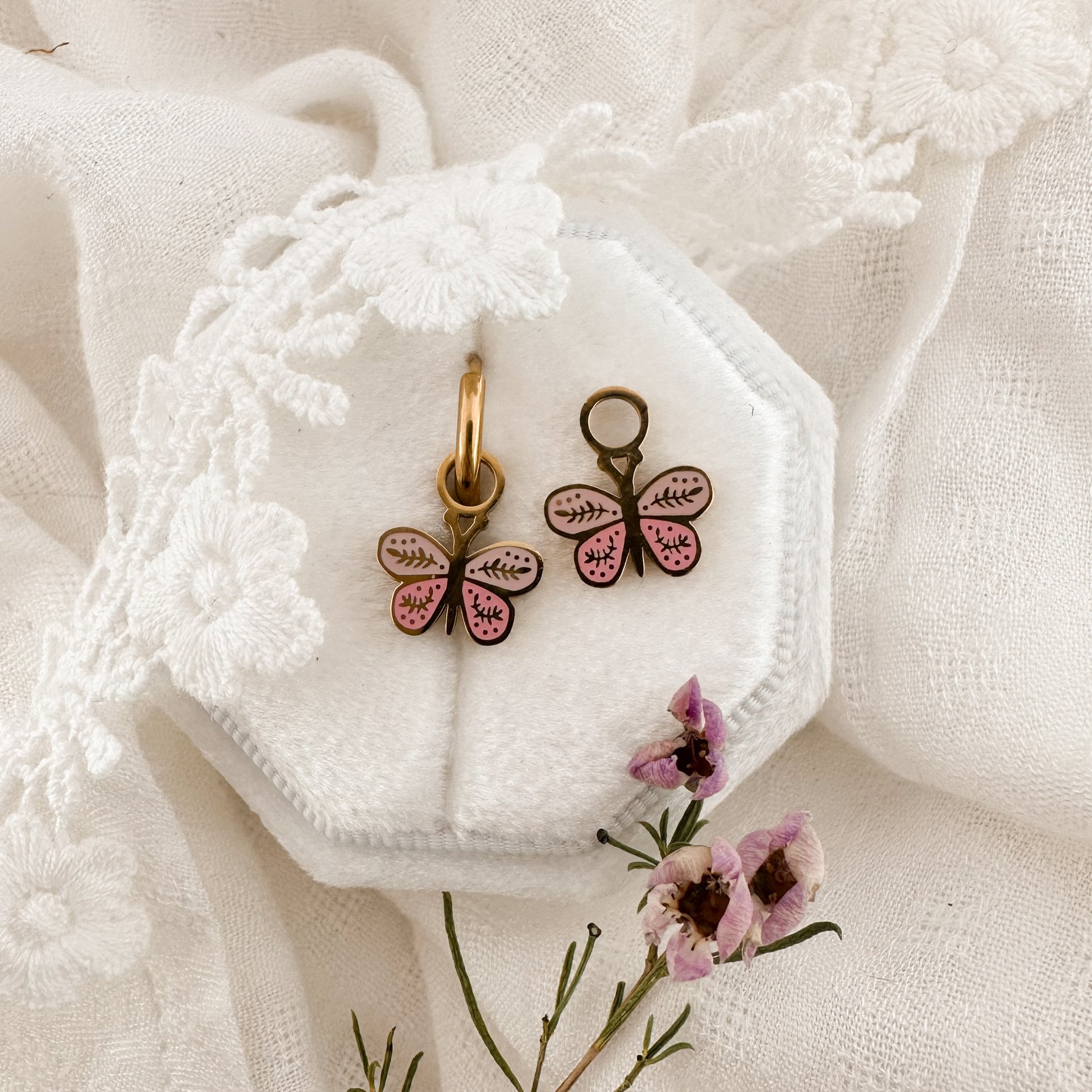 Bright butterfly hoop charms - Myzie collection Lise's Pieces