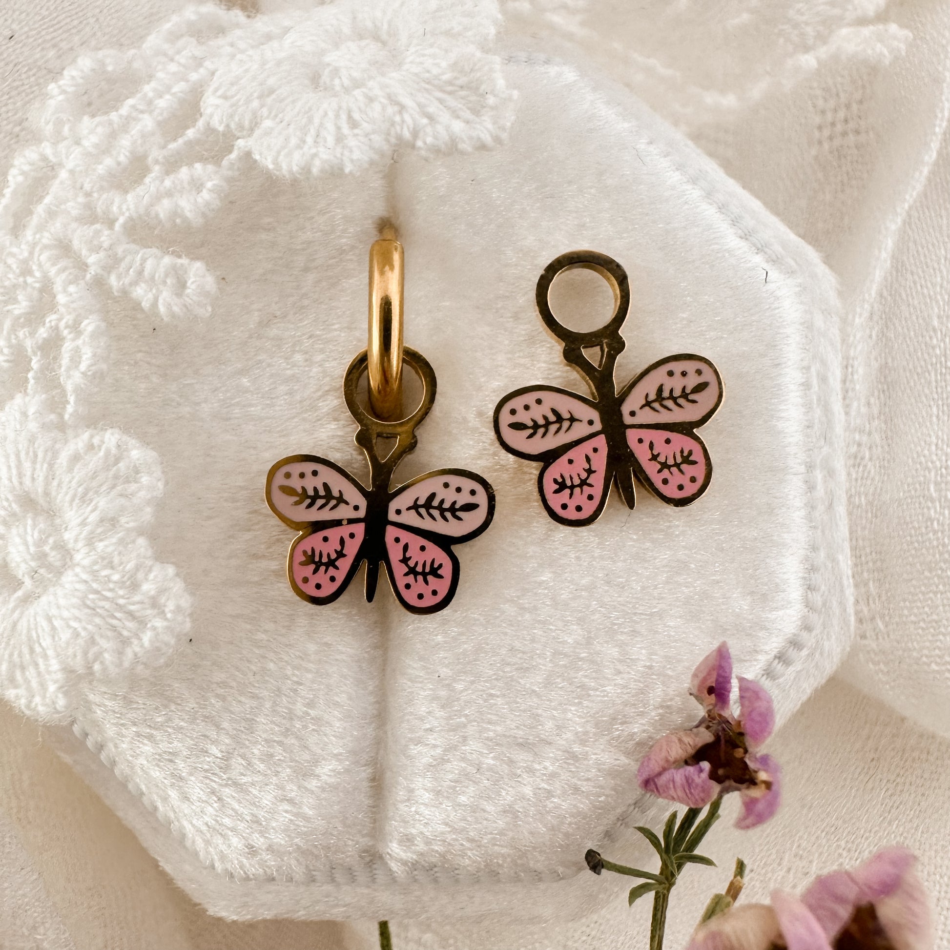 Bright butterfly hoop charms - Myzie collection Lise's Pieces