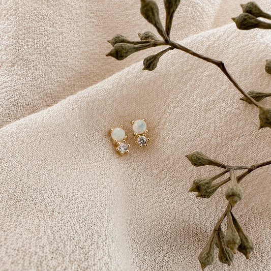 Opal crystal studs - gold