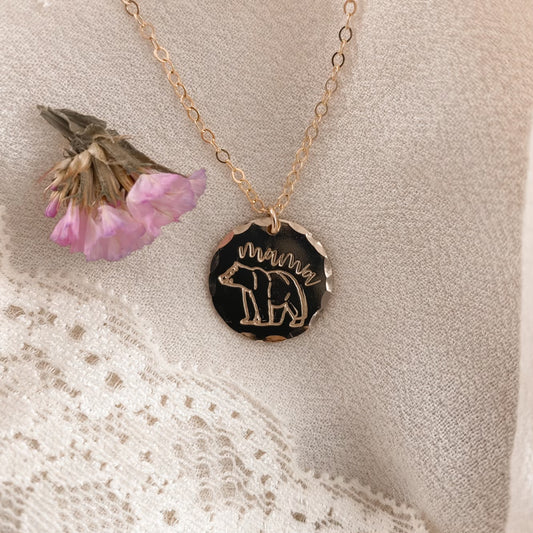 Mama bear necklace - gold