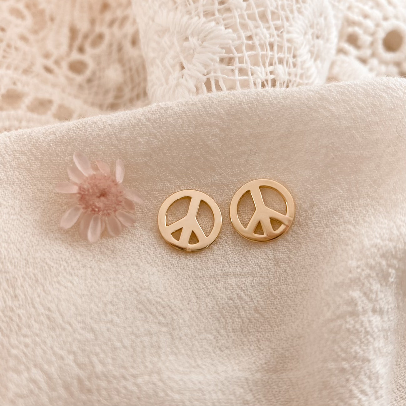 Peace symbol studs