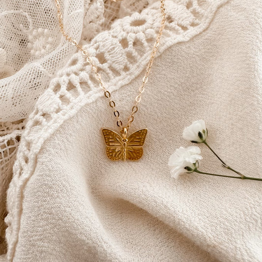 Monarch butterfly necklace - gold