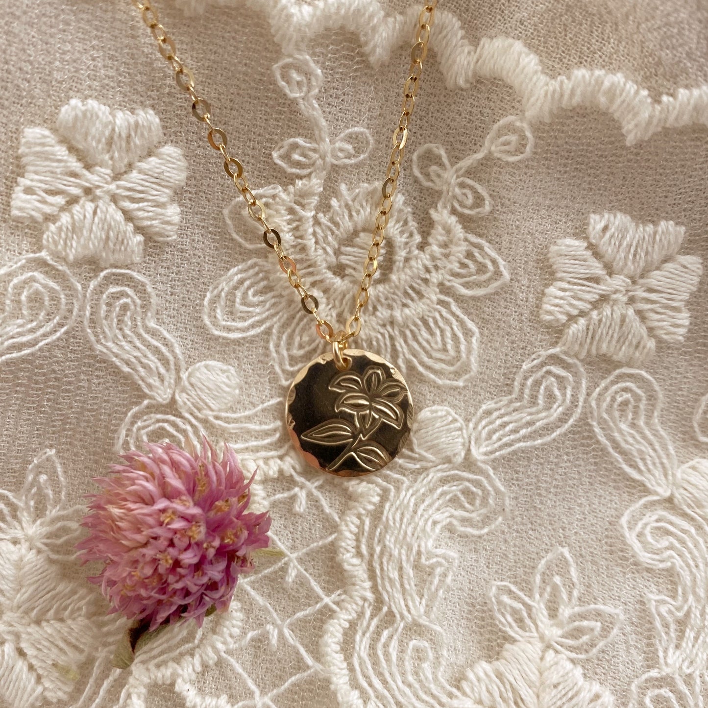 Birth month flower necklace - gold