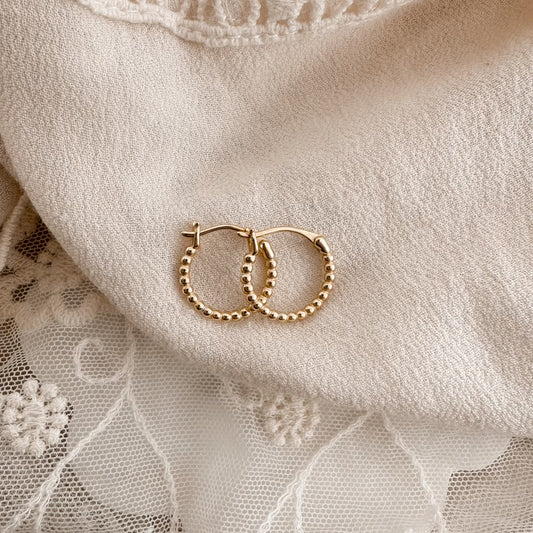 Round beaded hoop - gold