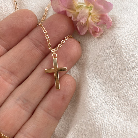 Small cross necklace - gold