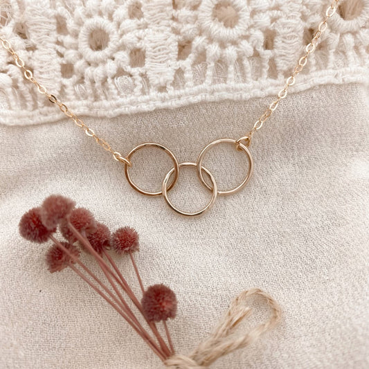 Triple hammered infinity necklace - gold