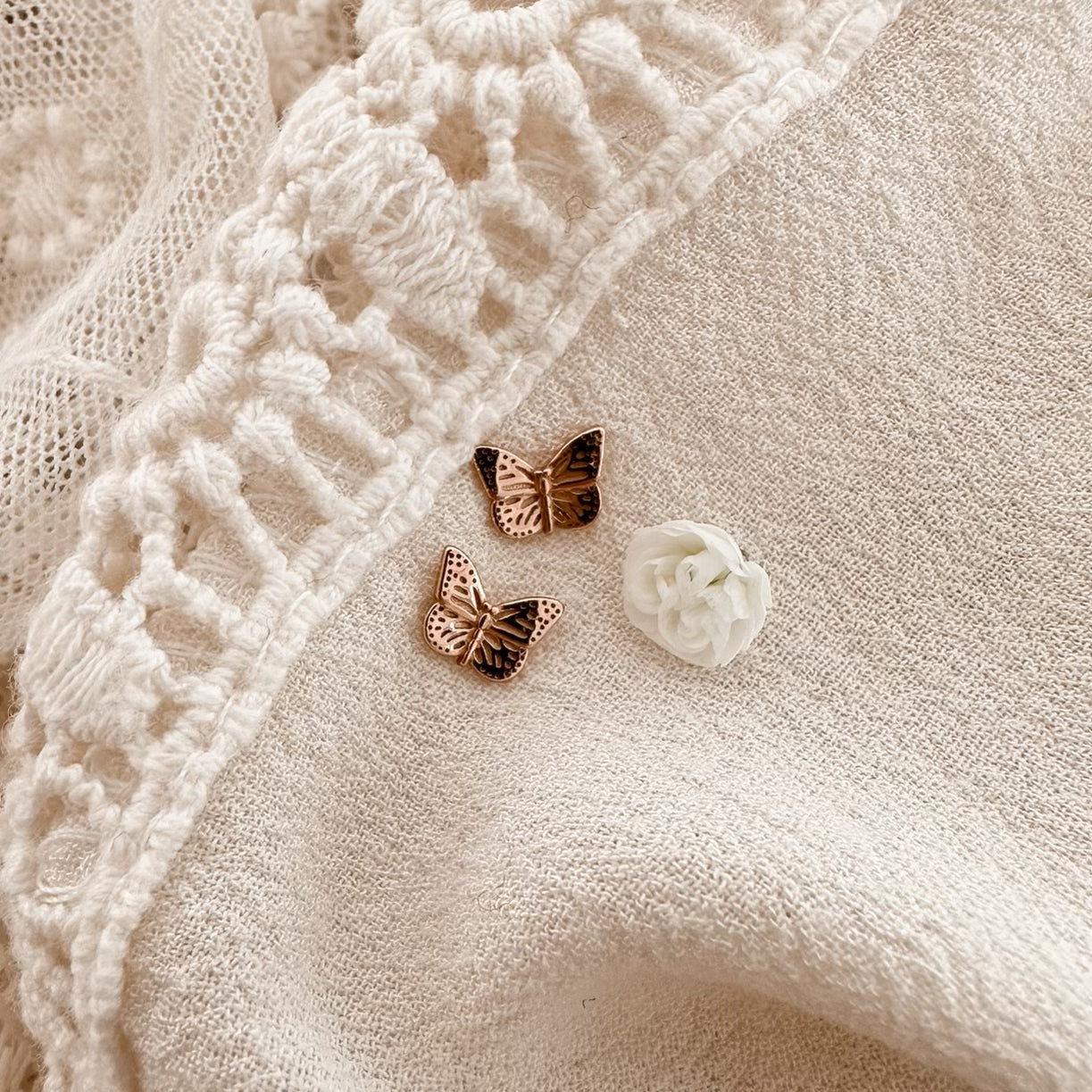 Monarch butterfly studs - rose gold